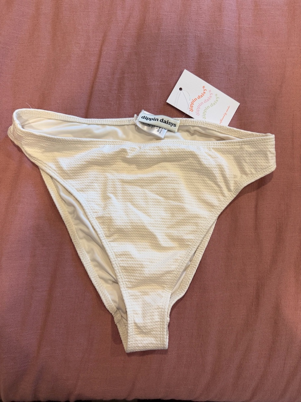 NWT Dippin' Daisy's White Textured Bikini Bottoms Size L
